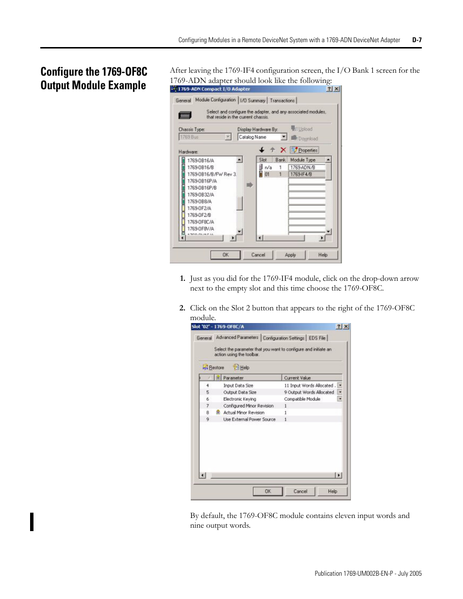 Configure the 1769-of8c output module example | Rockwell Automation 1769-OF2 Compact I/O Analog Modules User Manual | Page 167 / 184