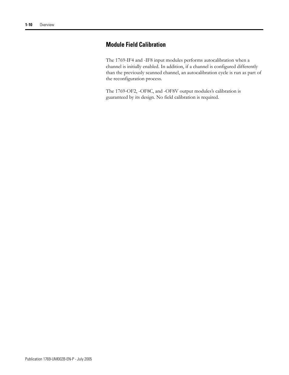Module field calibration -10, Module field calibration | Rockwell Automation 1769-OF2 Compact I/O Analog Modules User Manual | Page 24 / 184