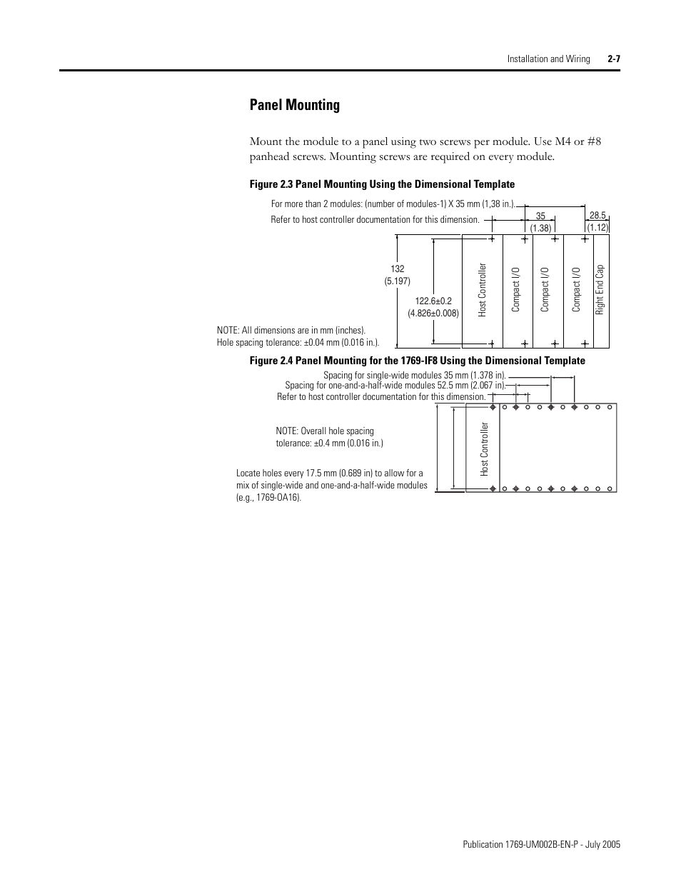 Panel mounting -7, Panel mounting | Rockwell Automation 1769-OF2 Compact I/O Analog Modules User Manual | Page 31 / 184