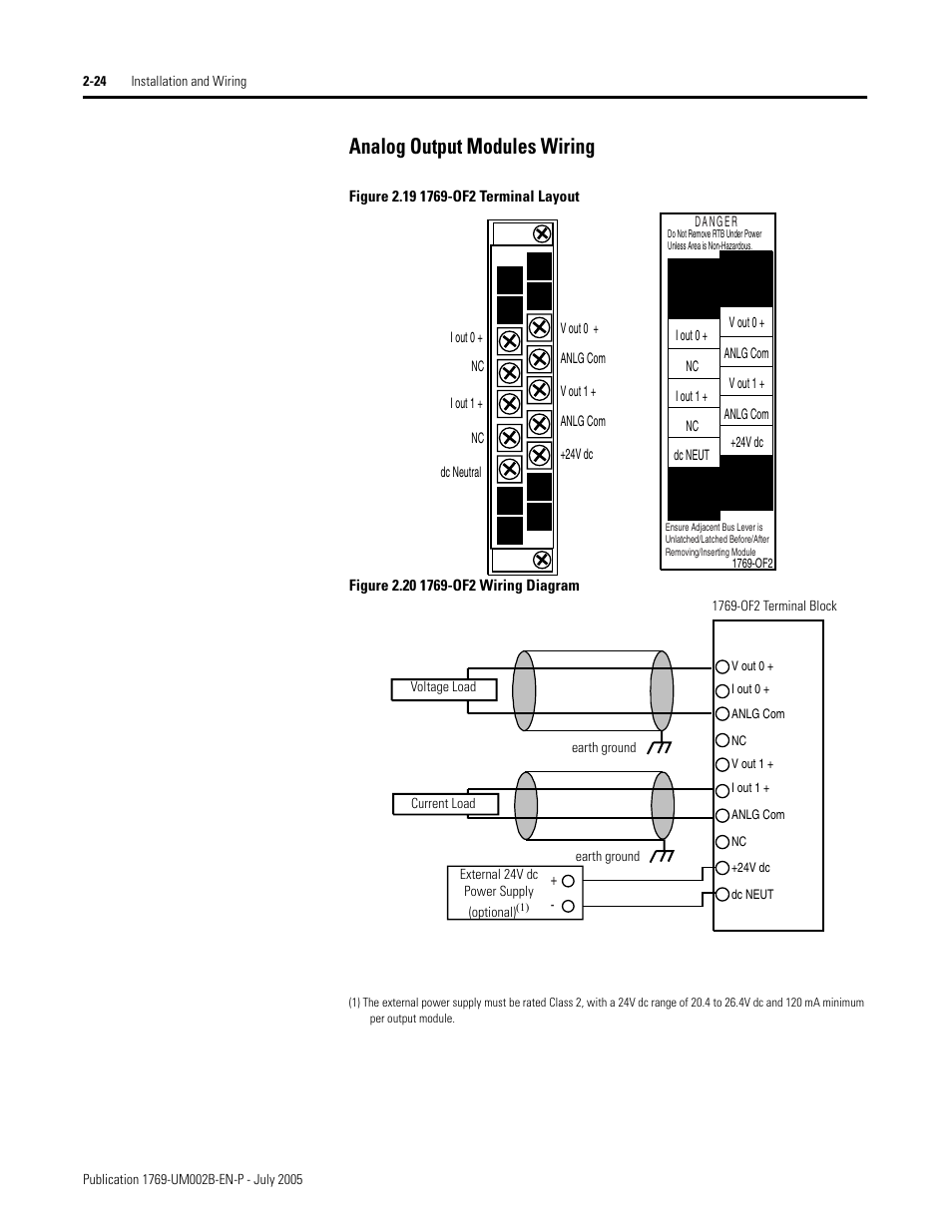 Analog output modules wiring -24, Analog output modules wiring | Rockwell Automation 1769-OF2 Compact I/O Analog Modules User Manual | Page 48 / 184