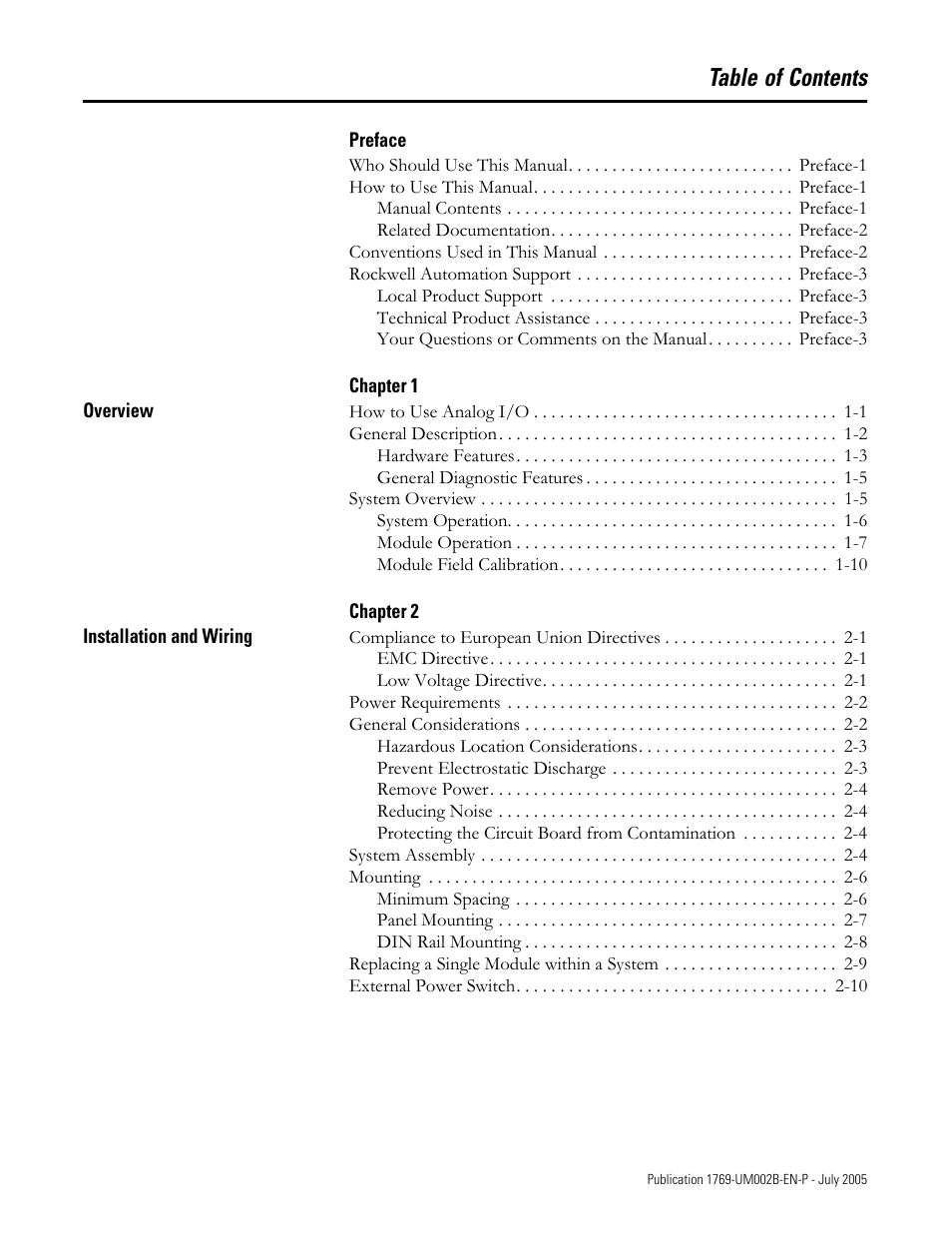 Rockwell Automation 1769-OF2 Compact I/O Analog Modules User Manual | Page 5 / 184
