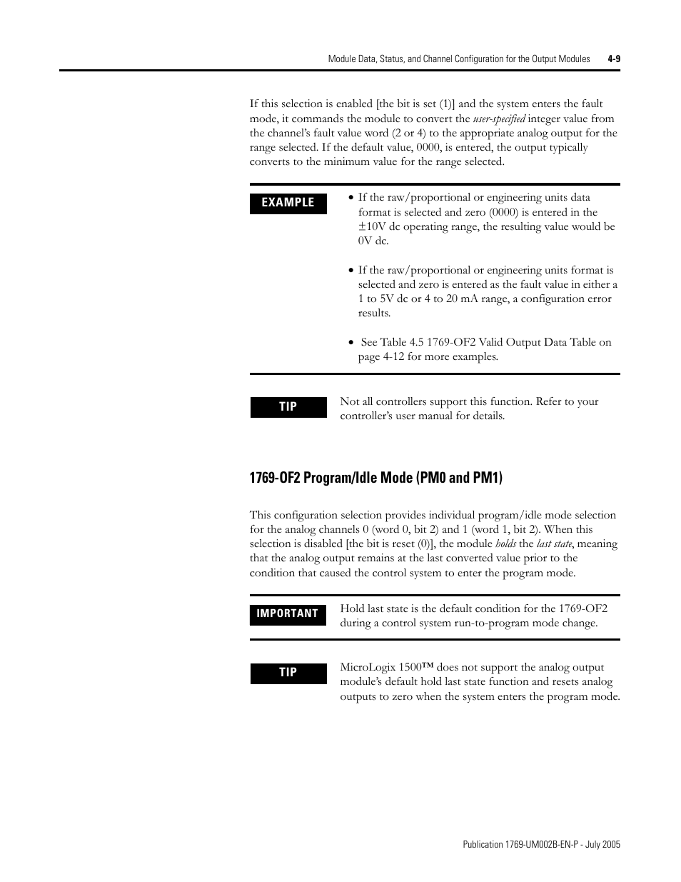 1769-of2 program/idle mode (pm0 and pm1) -9 | Rockwell Automation 1769-OF2 Compact I/O Analog Modules User Manual | Page 91 / 184