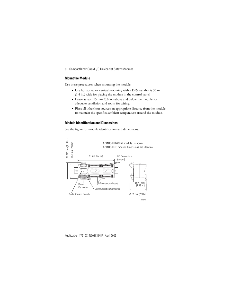 Rockwell Automation 1791DS-IB16 CompactBlock Guard I/O DeviceNet Safety Module  User Manual | Page 8 / 24