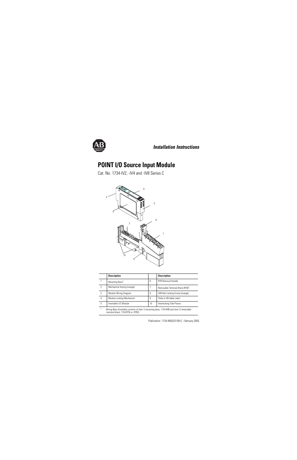 Rockwell Automation 1734-IV4/C Point I/O Source Input Module Installation Instructions User Manual | 24 pages