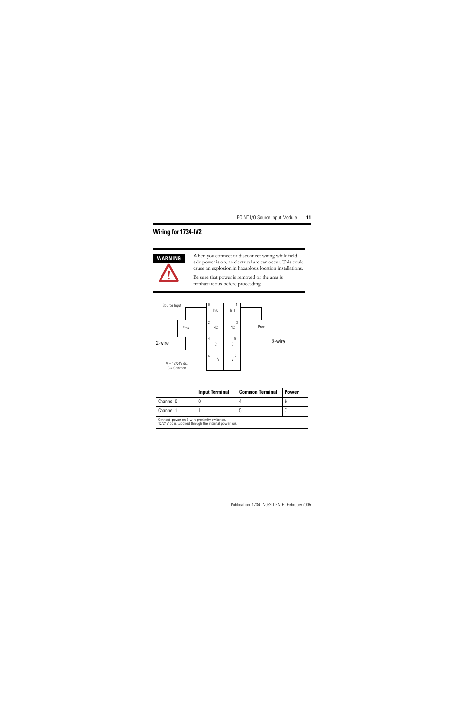 Wiring for 1734-iv2 | Rockwell Automation 1734-IV4/C Point I/O Source Input Module Installation Instructions User Manual | Page 11 / 24