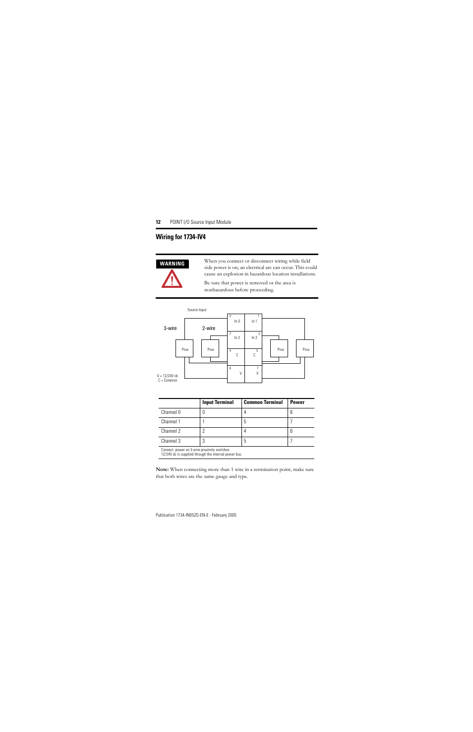 Wiring for 1734-iv4 | Rockwell Automation 1734-IV4/C Point I/O Source Input Module Installation Instructions User Manual | Page 12 / 24