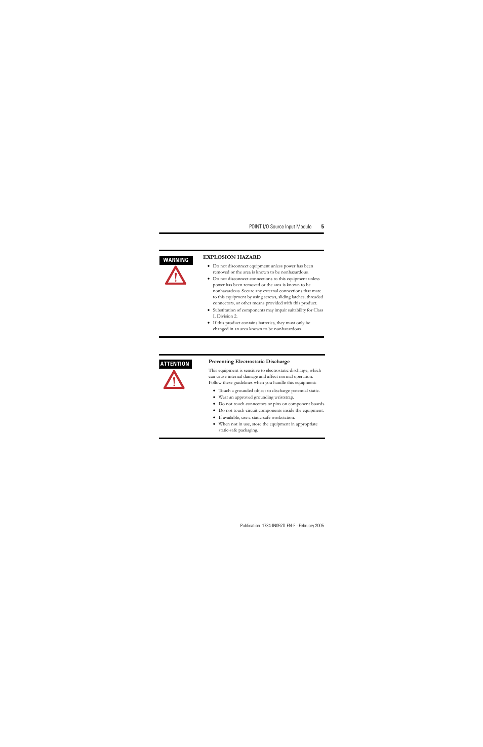 Rockwell Automation 1734-IV4/C Point I/O Source Input Module Installation Instructions User Manual | Page 5 / 24