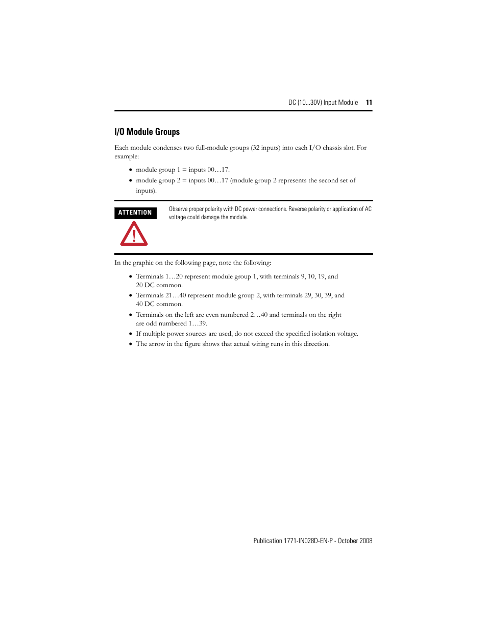 I/o module groups | Rockwell Automation 1771-IBN DC (10-30V) INPUT Module Installation Instructions User Manual | Page 11 / 20