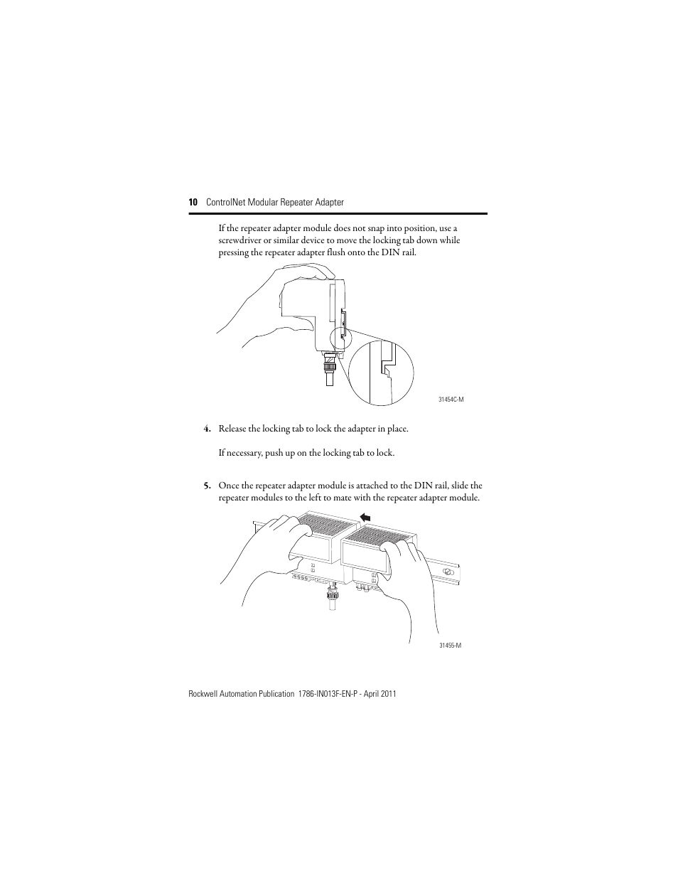 Rockwell Automation 1786-RPA/B ControlNet Modular Repeater Adapter Installation Instructions User Manual | Page 10 / 24