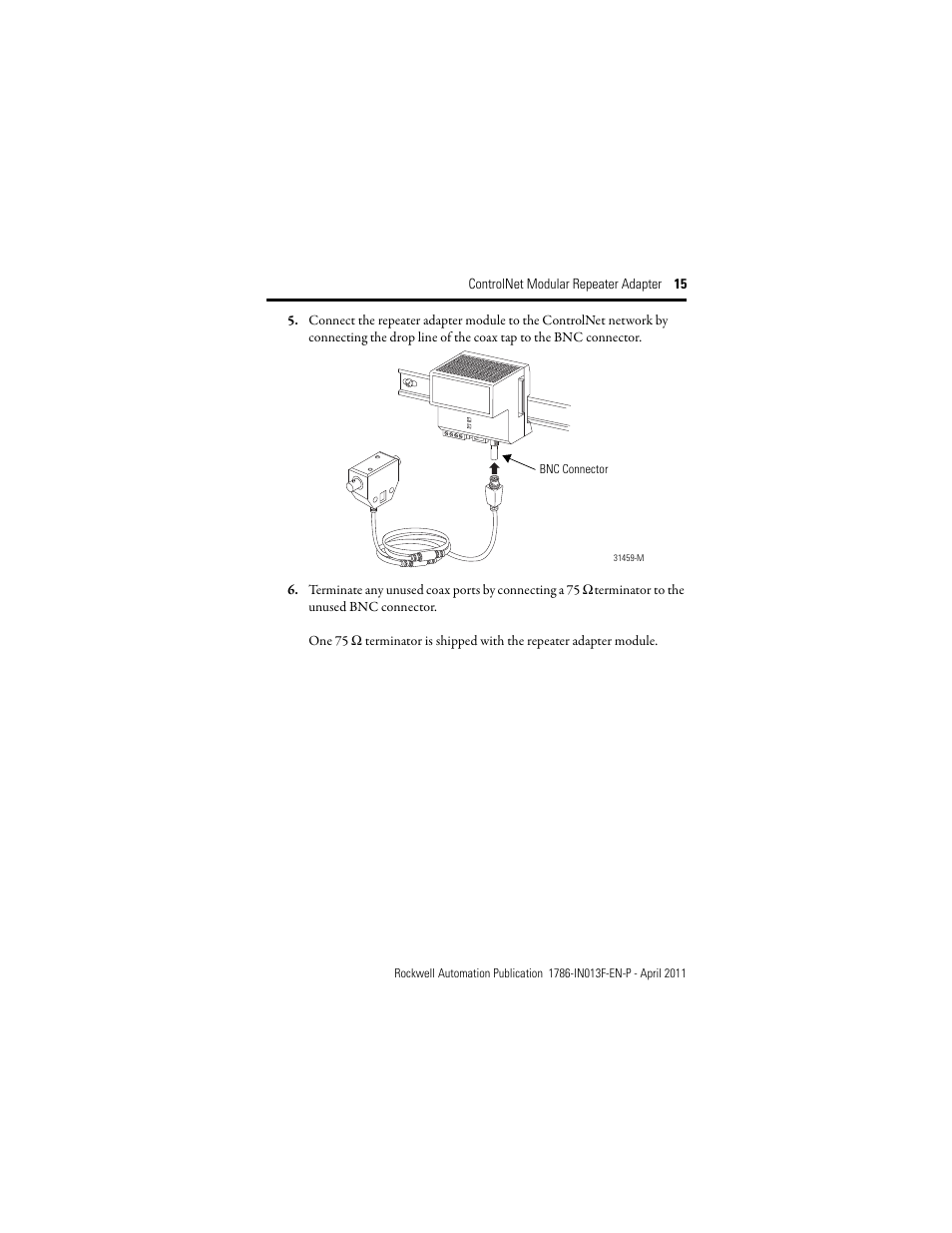 Rockwell Automation 1786-RPA/B ControlNet Modular Repeater Adapter Installation Instructions User Manual | Page 15 / 24