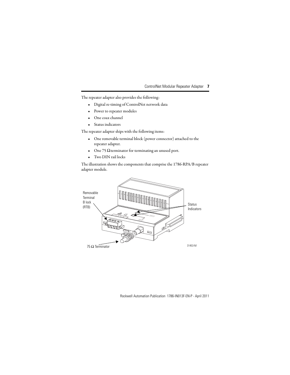 Controlnet modular repeater adapter 7 | Rockwell Automation 1786-RPA/B ControlNet Modular Repeater Adapter Installation Instructions User Manual | Page 7 / 24