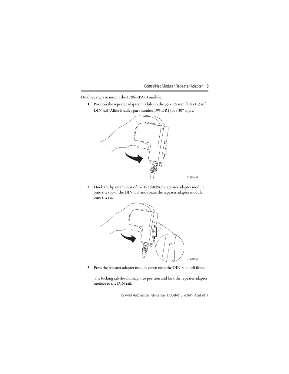 Rockwell Automation 1786-RPA/B ControlNet Modular Repeater Adapter Installation Instructions User Manual | Page 9 / 24