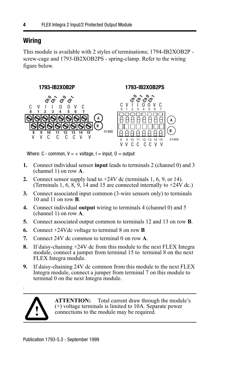 Wiring | Rockwell Automation 1793-IB2XOB2PS FLEX INTEGRA 2 INPUT/2 PROTECTED OUTPUT MODUL User Manual | Page 4 / 12