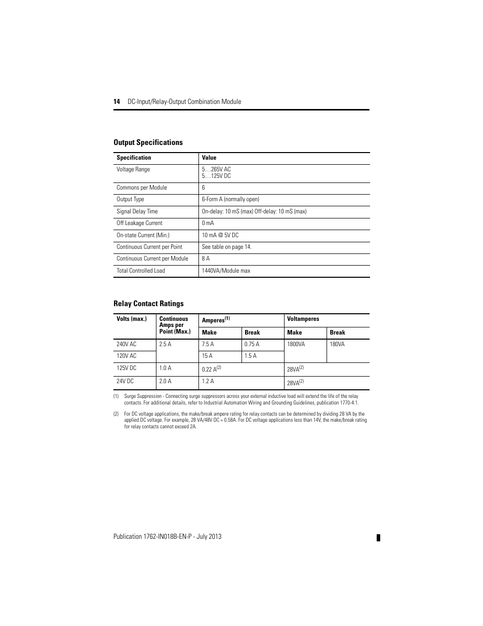 Rockwell Automation 1762-IQ8OW6 DC-Input/Relay-Output Combination Module User Manual | Page 14 / 20