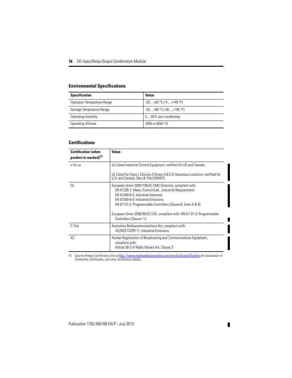 Rockwell Automation 1762-IQ8OW6 DC-Input/Relay-Output Combination Module User Manual | Page 16 / 20