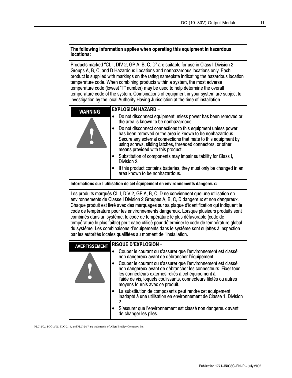 Rockwell Automation 1771-OVN DC Output Mod. Installation Instructions User Manual | Page 11 / 16