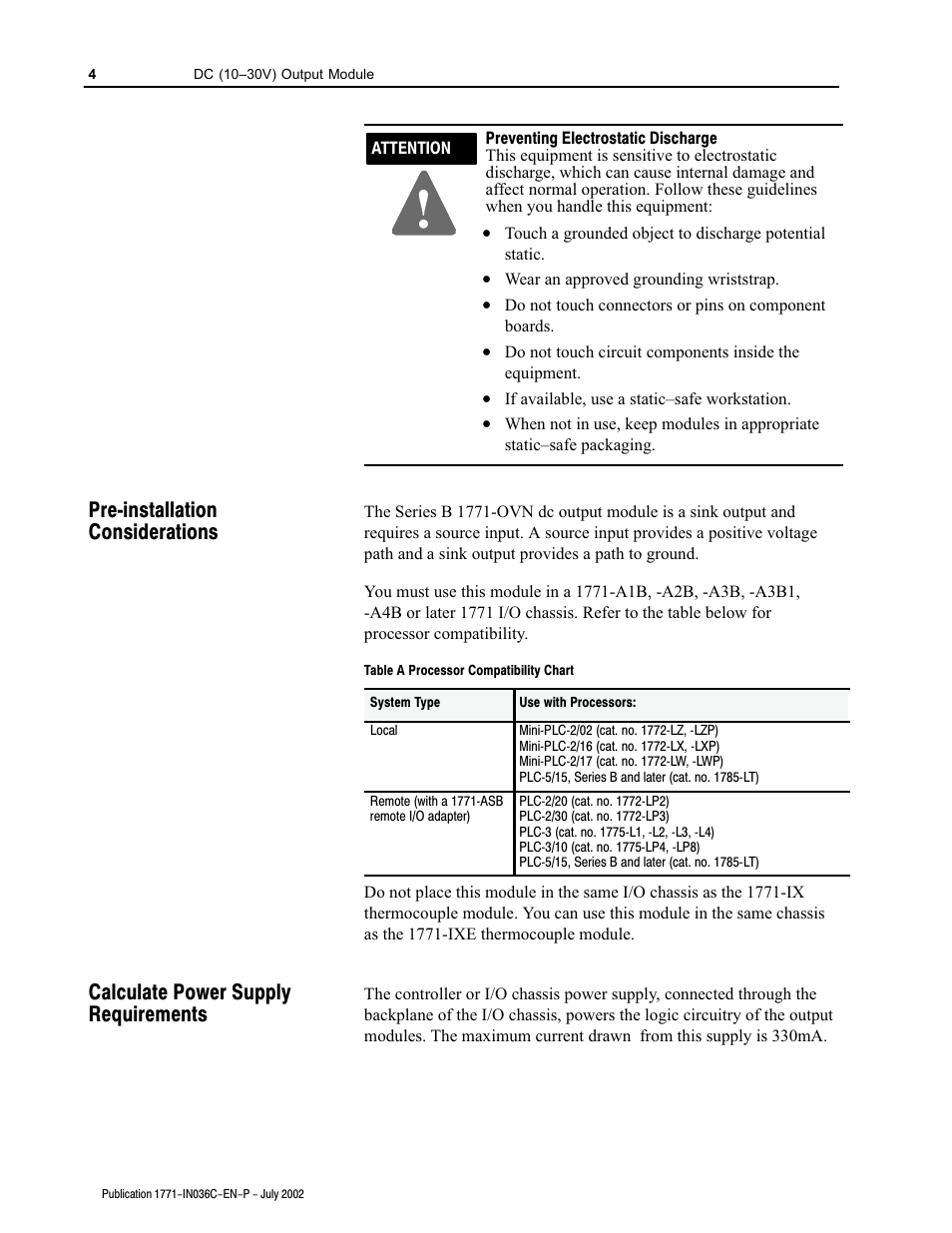 Rockwell Automation 1771-OVN DC Output Mod. Installation Instructions User Manual | Page 4 / 16