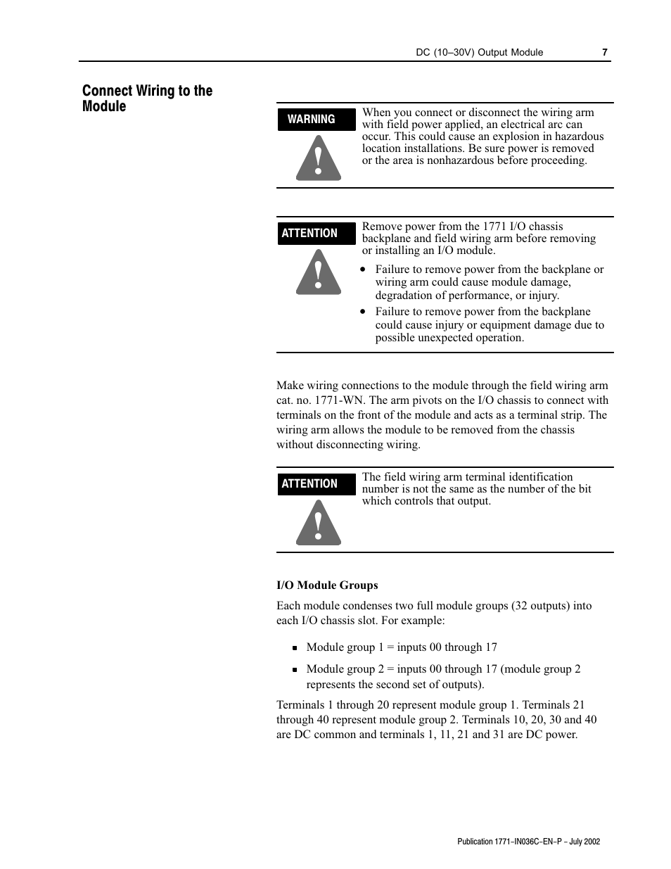 Rockwell Automation 1771-OVN DC Output Mod. Installation Instructions User Manual | Page 7 / 16