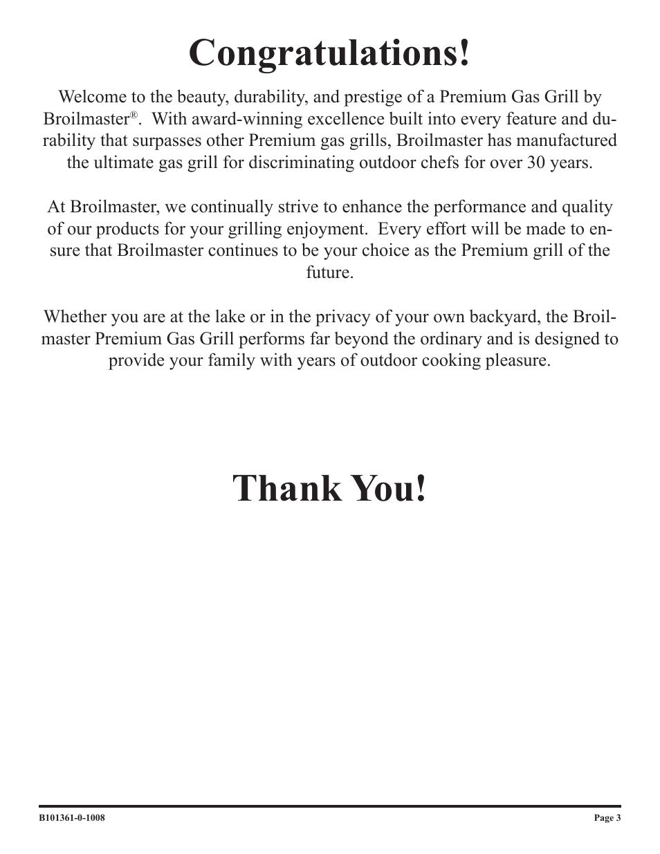 Broilmaster T3CF-2 User Manual | Page 3 / 24