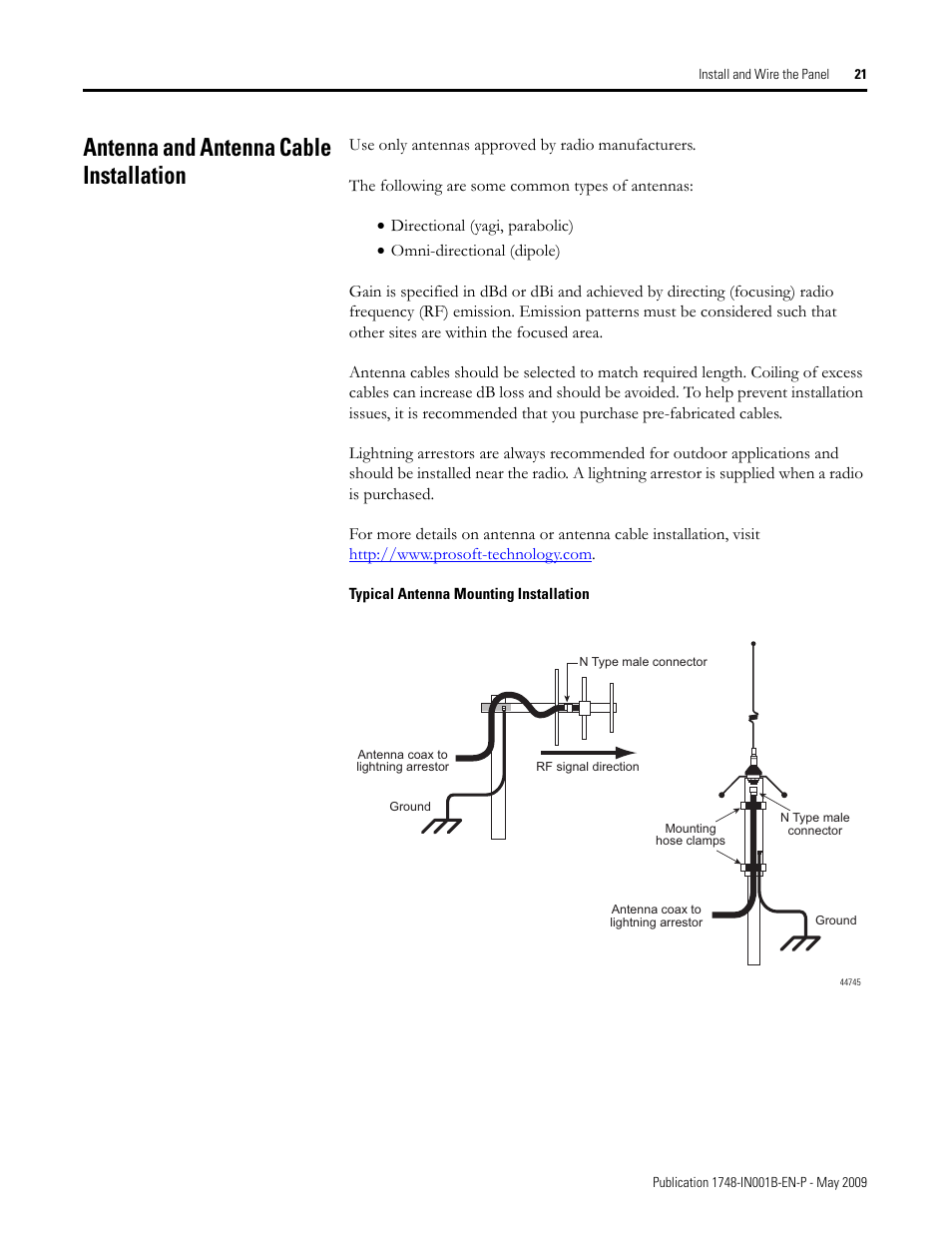 Antenna and antenna cable installation | Rockwell Automation 1748 DataSite Configured Panel Installation Instructions User Manual | Page 21 / 56