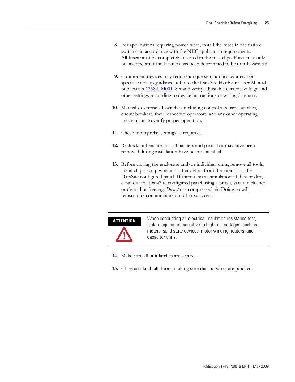 Rockwell Automation 1748 DataSite Configured Panel Installation Instructions User Manual | Page 25 / 56