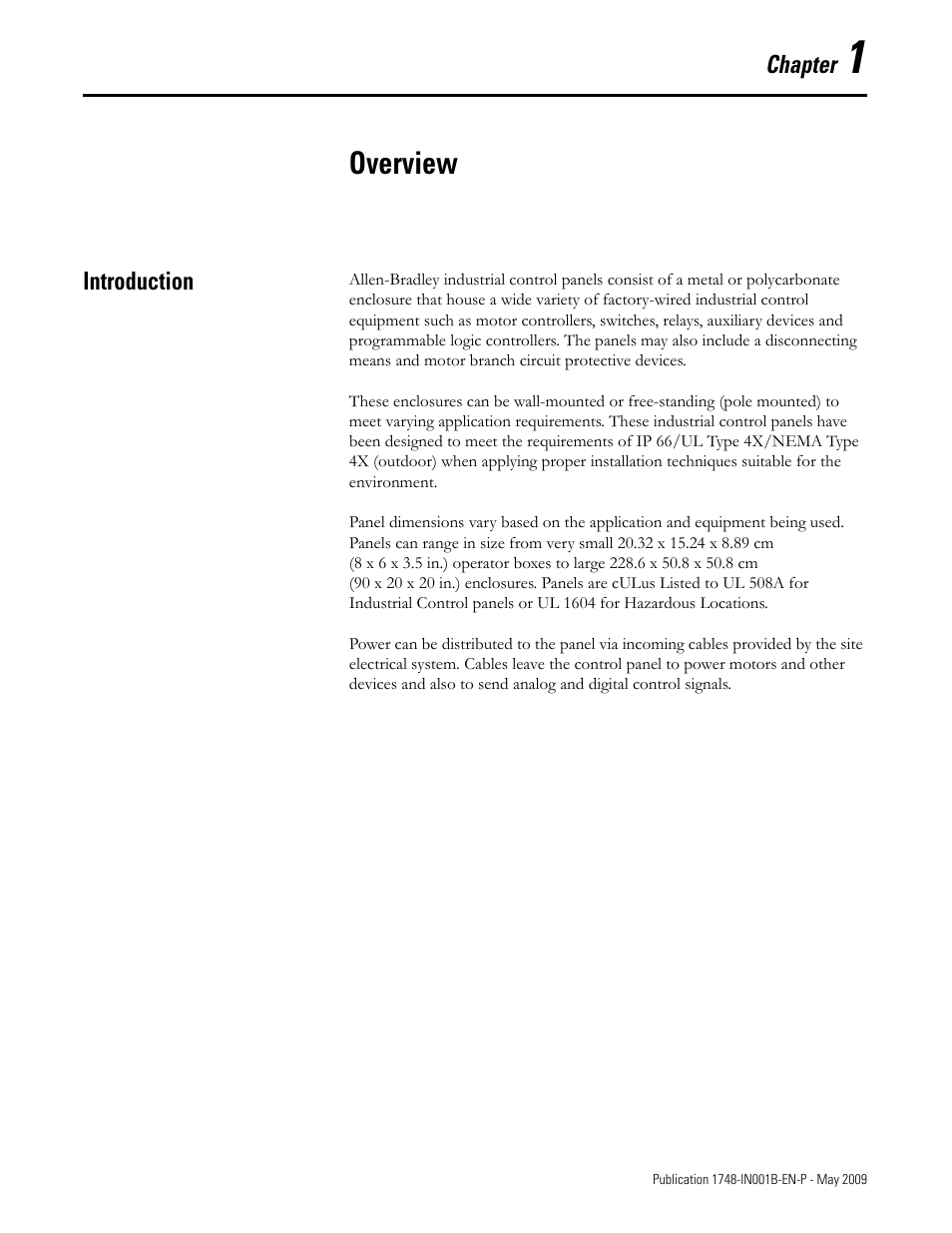 Chapter 1, Overview, Introduction | Rockwell Automation 1748 DataSite Configured Panel Installation Instructions User Manual | Page 7 / 56