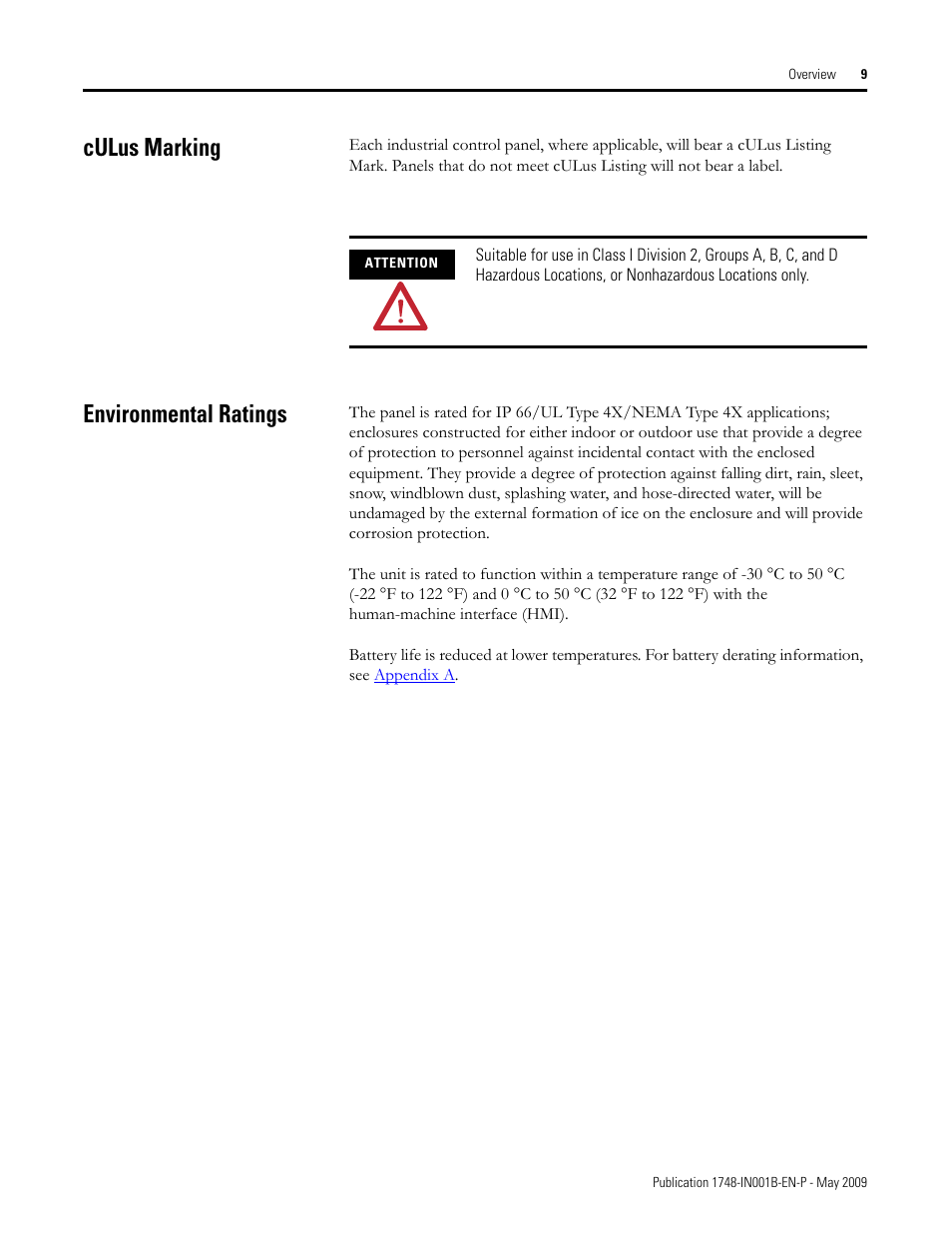 Culus marking, Environmental ratings, Culus marking environmental ratings | Rockwell Automation 1748 DataSite Configured Panel Installation Instructions User Manual | Page 9 / 56