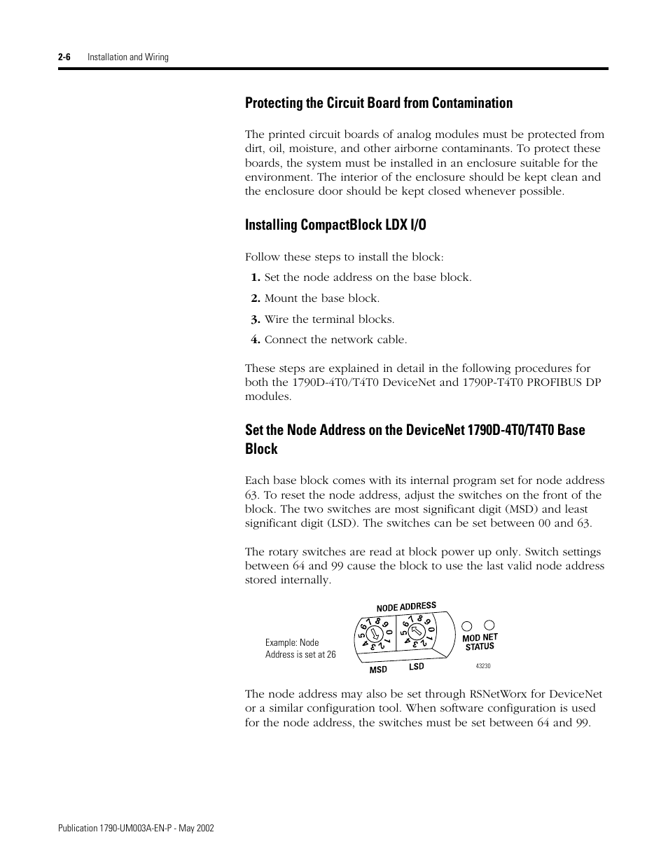 Protecting the circuit board from contamination, Installing compactblock ldx i/o | Rockwell Automation 1790P-T4T0 CompactBlock LDX I/O Thermocouple Modules User Manual | Page 20 / 112