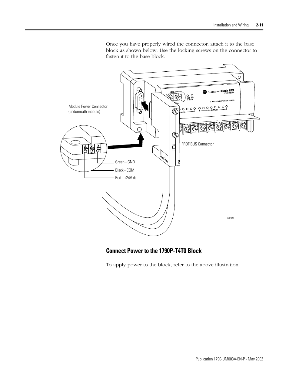 Connect power to the 1790p-t4t0 block -11 | Rockwell Automation 1790P-T4T0 CompactBlock LDX I/O Thermocouple Modules User Manual | Page 25 / 112