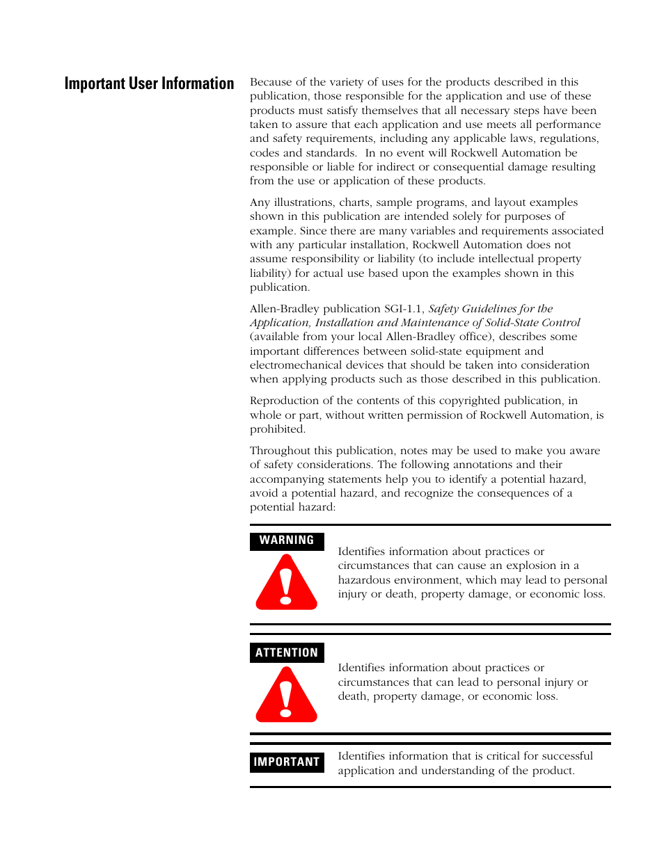 Important user information | Rockwell Automation 1790P-T4T0 CompactBlock LDX I/O Thermocouple Modules User Manual | Page 3 / 112