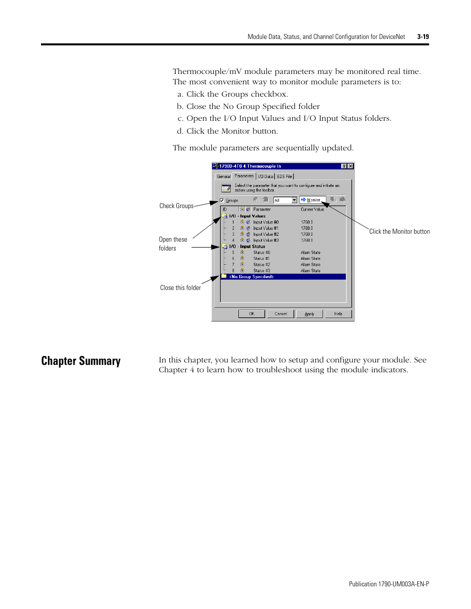 Chapter summary, Chapter summary -19 | Rockwell Automation 1790P-T4T0 CompactBlock LDX I/O Thermocouple Modules User Manual | Page 49 / 112