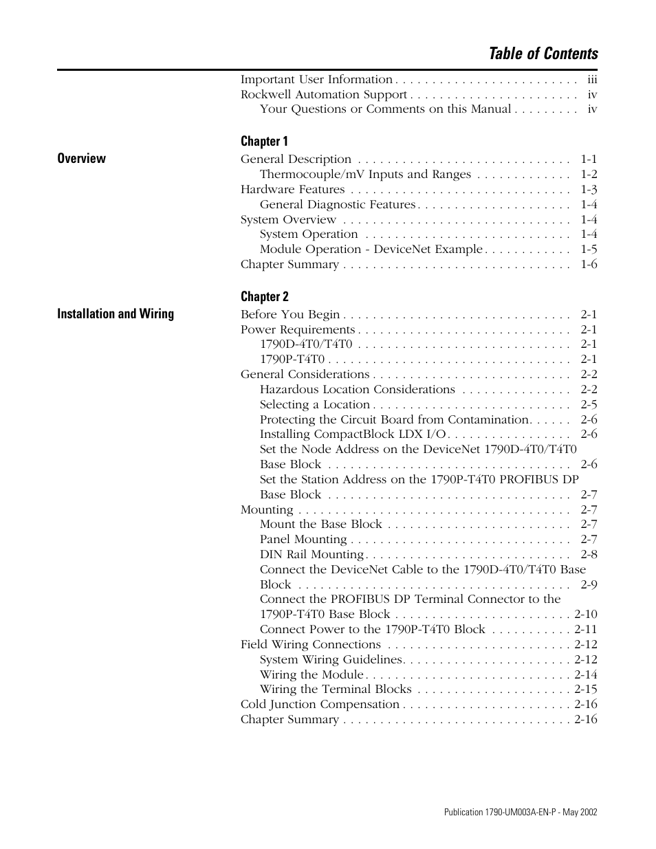 Rockwell Automation 1790P-T4T0 CompactBlock LDX I/O Thermocouple Modules User Manual | Page 5 / 112