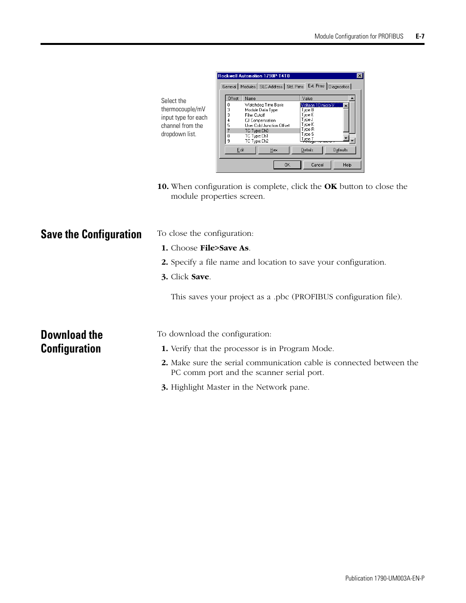 Save the configuration, Download the configuration | Rockwell Automation 1790P-T4T0 CompactBlock LDX I/O Thermocouple Modules User Manual | Page 95 / 112