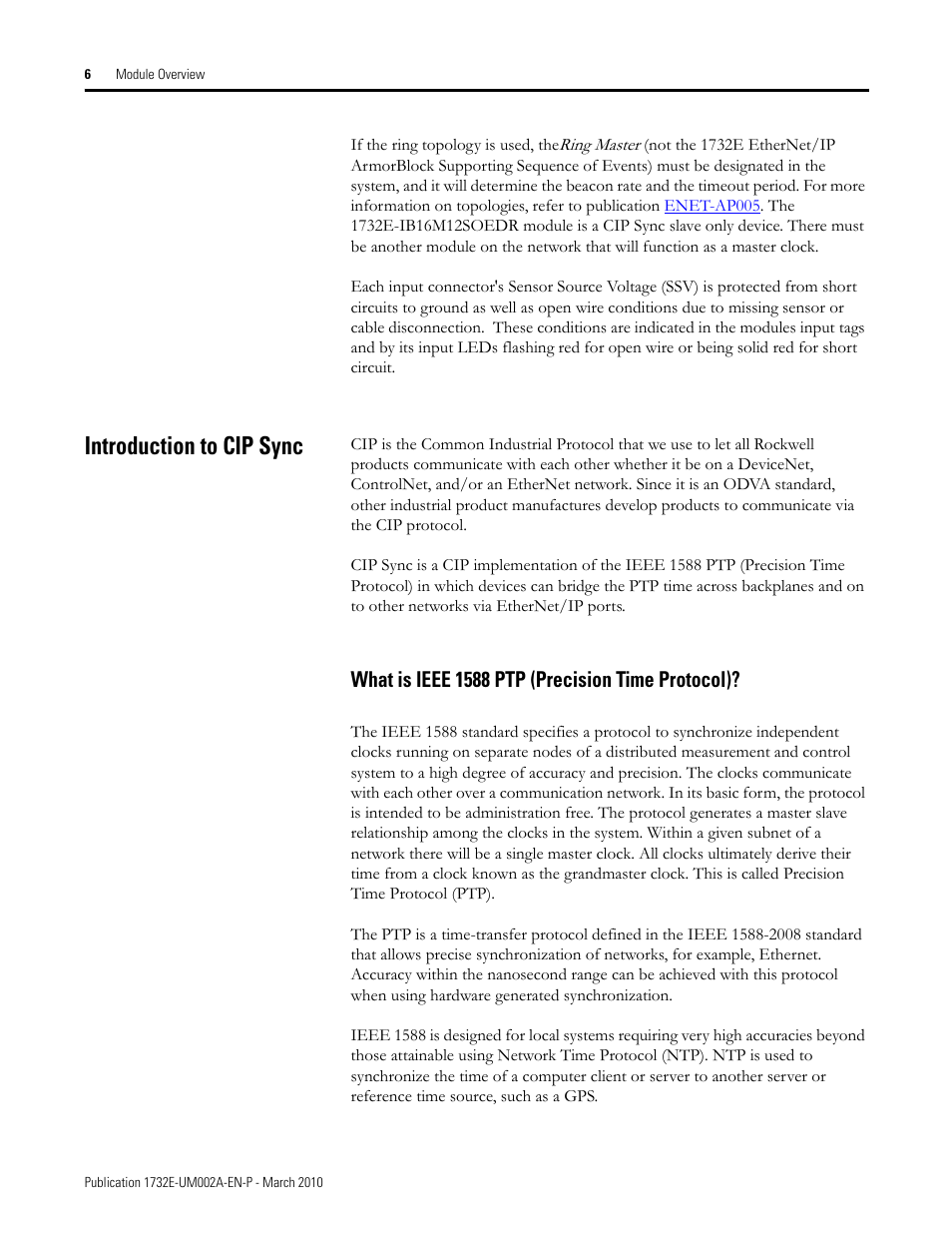 Introduction to cip sync, What is ieee 1588 ptp (precision time protocol) | Rockwell Automation 1732E-IB16M12SOEDR EtherNet/IP ArmorBlock supporting Sequence of Events User Manual | Page 14 / 132