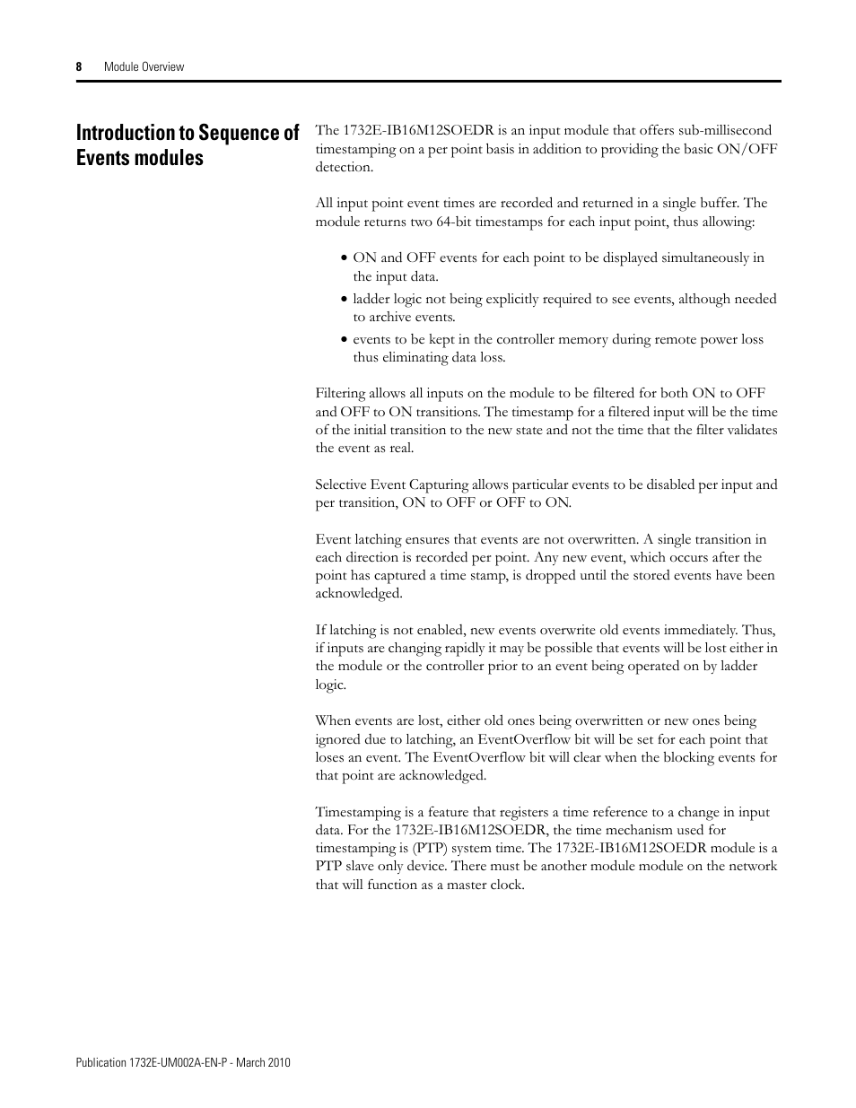 Introduction to sequence of events modules | Rockwell Automation 1732E-IB16M12SOEDR EtherNet/IP ArmorBlock supporting Sequence of Events User Manual | Page 16 / 132