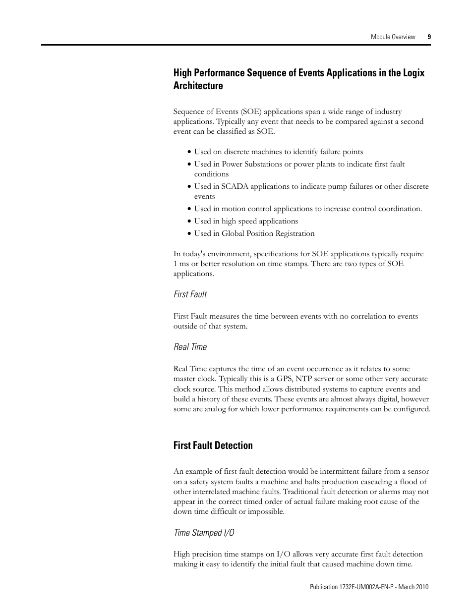 First fault, Real time, First fault detection | Time stamped i/o | Rockwell Automation 1732E-IB16M12SOEDR EtherNet/IP ArmorBlock supporting Sequence of Events User Manual | Page 17 / 132