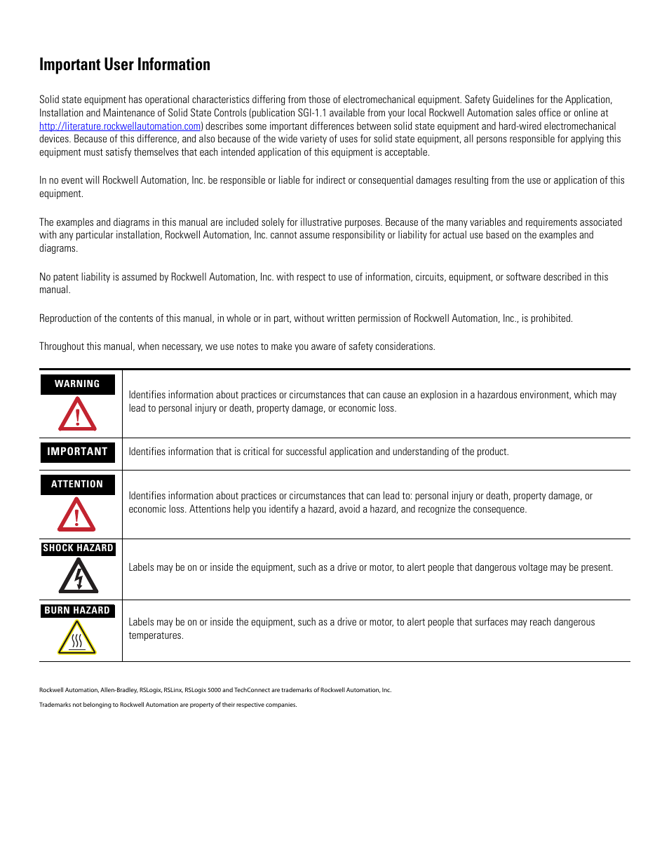 Important user information | Rockwell Automation 1732E-IB16M12SOEDR EtherNet/IP ArmorBlock supporting Sequence of Events User Manual | Page 2 / 132