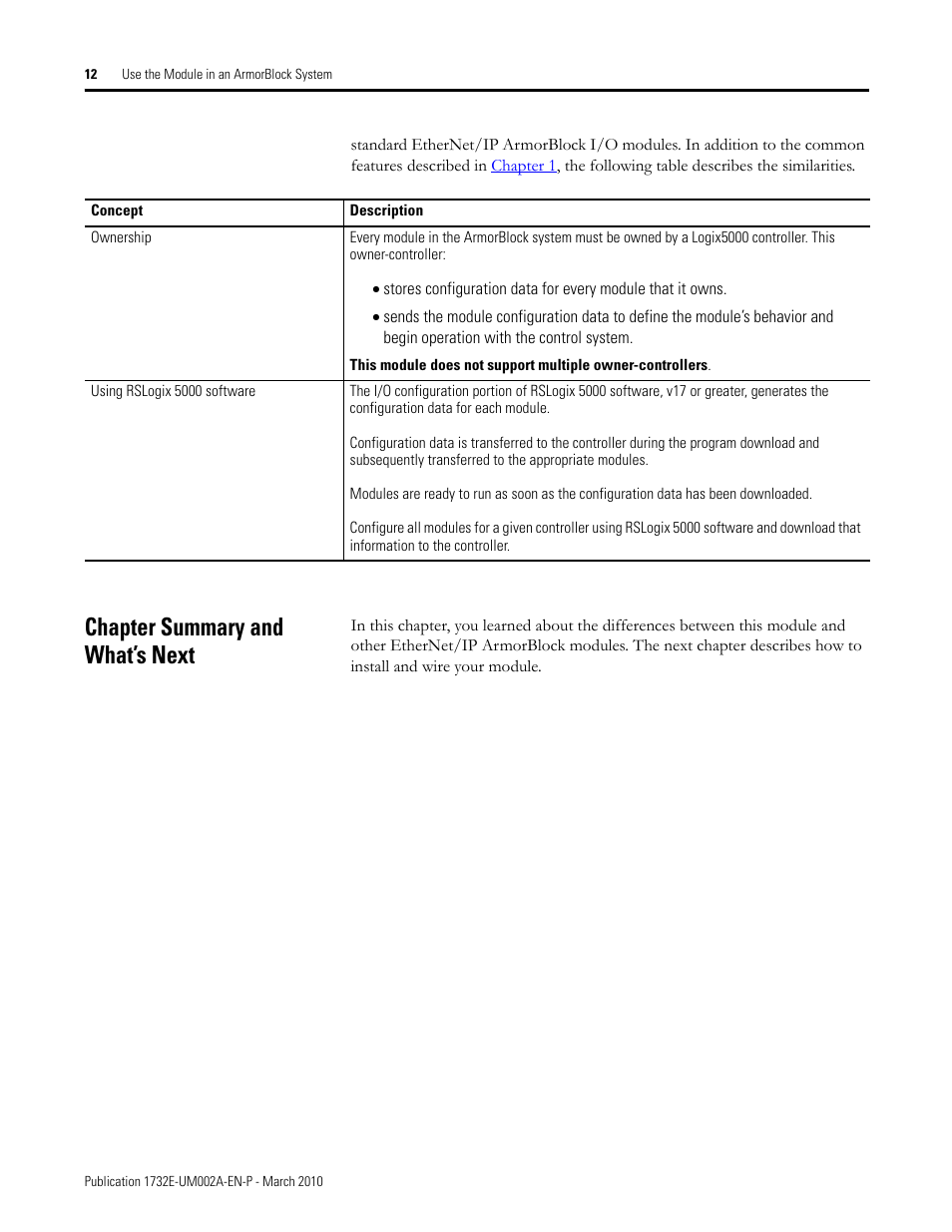 Chapter summary and what’s next | Rockwell Automation 1732E-IB16M12SOEDR EtherNet/IP ArmorBlock supporting Sequence of Events User Manual | Page 20 / 132