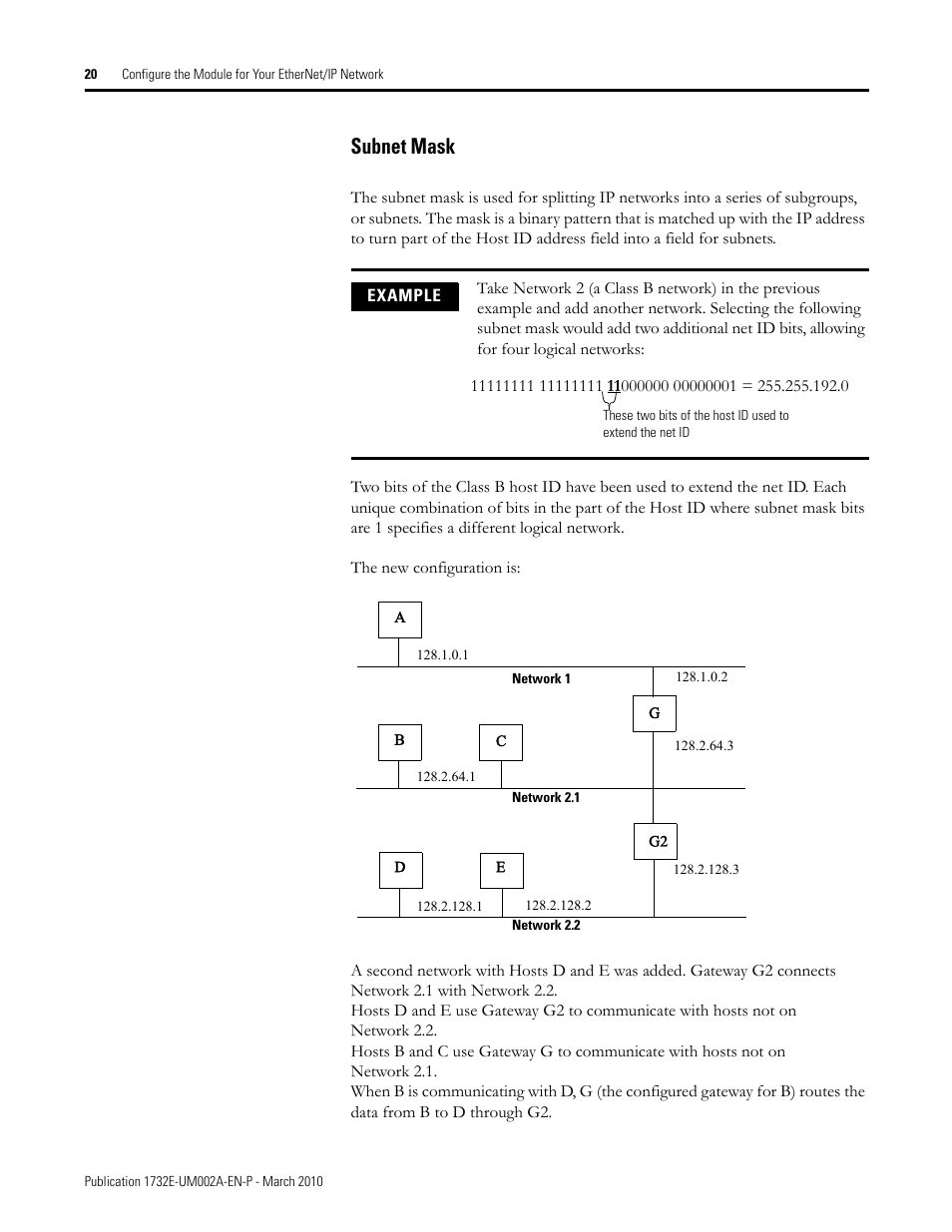 Subnet mask | Rockwell Automation 1732E-IB16M12SOEDR EtherNet/IP ArmorBlock supporting Sequence of Events User Manual | Page 28 / 132