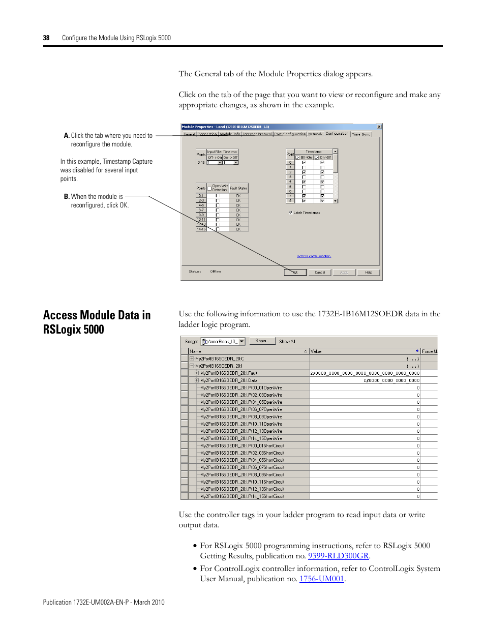 Access module data in rslogix 5000 | Rockwell Automation 1732E-IB16M12SOEDR EtherNet/IP ArmorBlock supporting Sequence of Events User Manual | Page 46 / 132