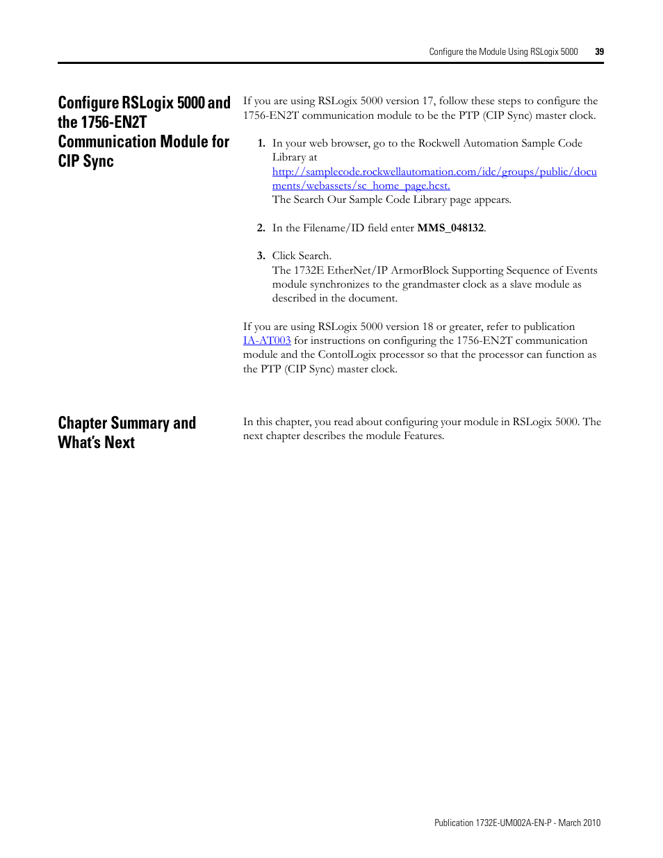 Chapter summary and what’s next | Rockwell Automation 1732E-IB16M12SOEDR EtherNet/IP ArmorBlock supporting Sequence of Events User Manual | Page 47 / 132