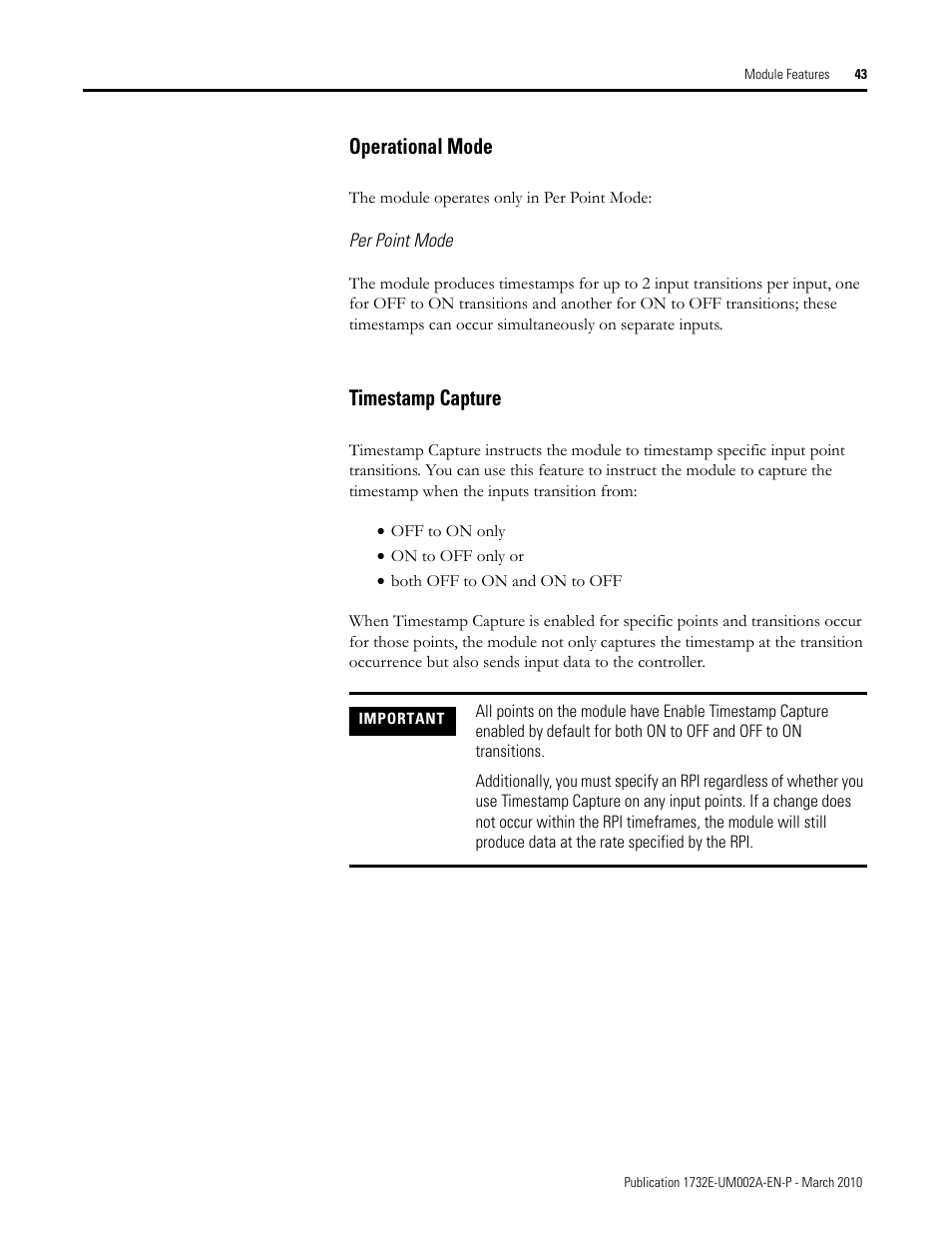 Operational mode, Per point mode, Timestamp capture | Rockwell Automation 1732E-IB16M12SOEDR EtherNet/IP ArmorBlock supporting Sequence of Events User Manual | Page 51 / 132