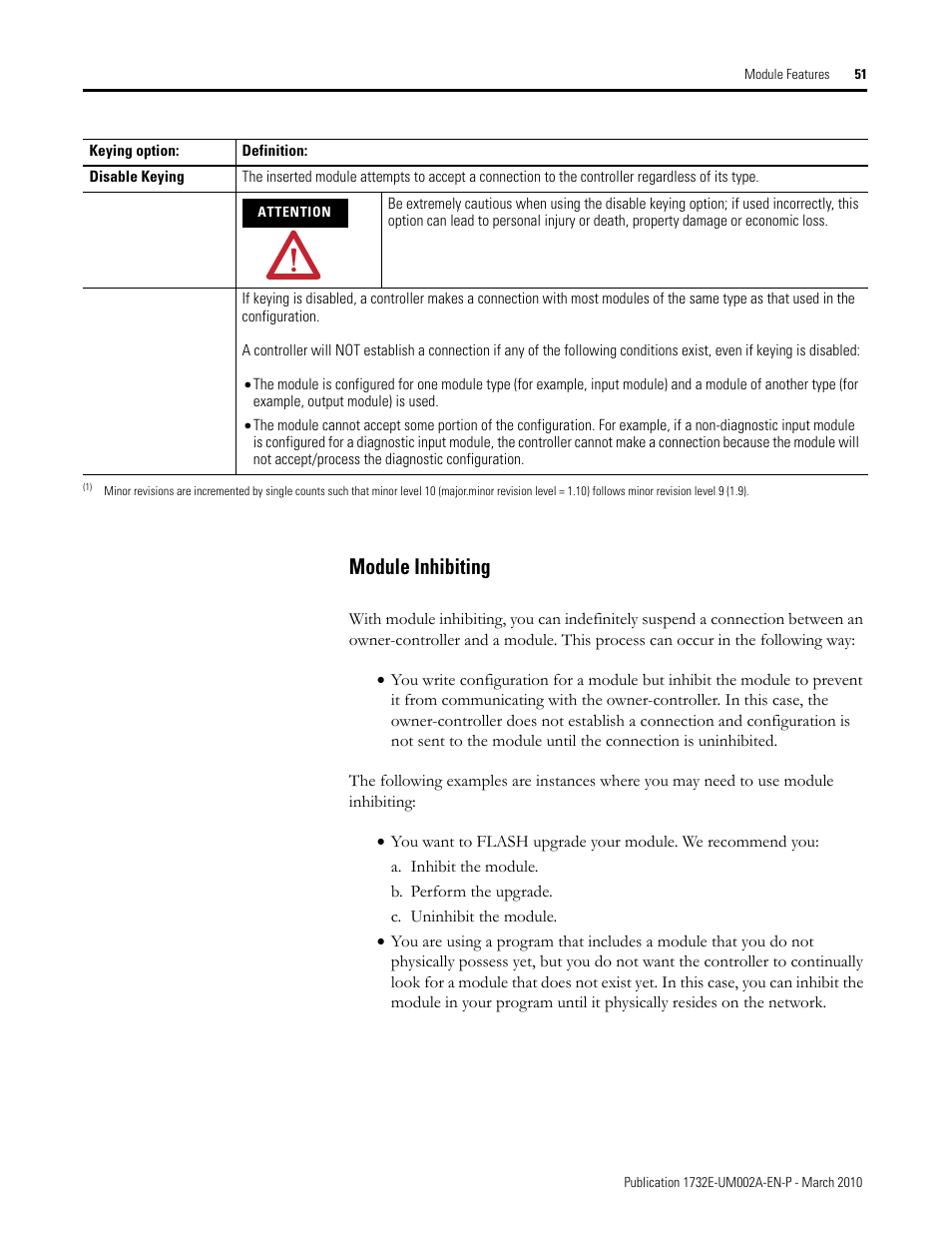 Module inhibiting | Rockwell Automation 1732E-IB16M12SOEDR EtherNet/IP ArmorBlock supporting Sequence of Events User Manual | Page 59 / 132