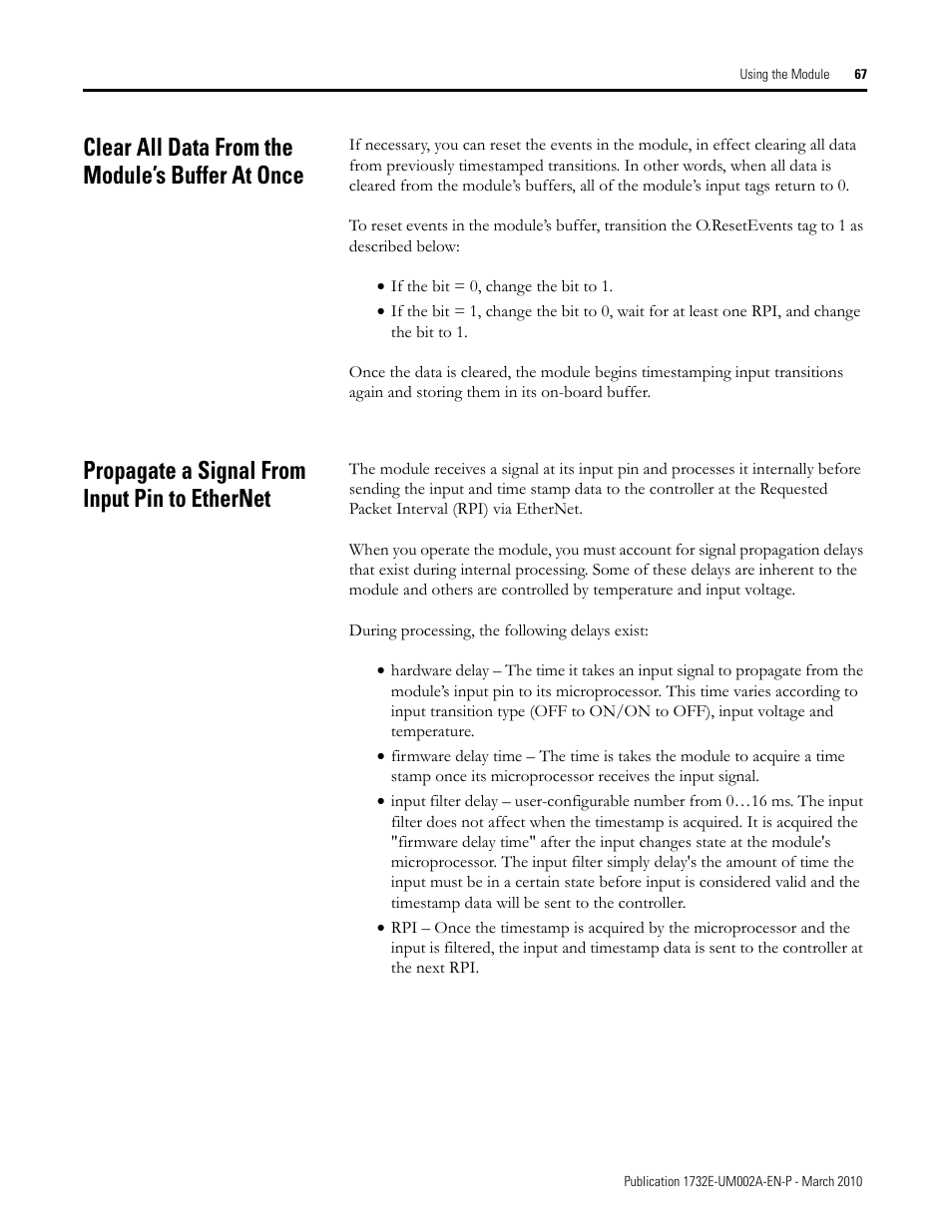 Clear all data from the module’s buffer at once, Propagate a signal from input pin to ethernet | Rockwell Automation 1732E-IB16M12SOEDR EtherNet/IP ArmorBlock supporting Sequence of Events User Manual | Page 75 / 132