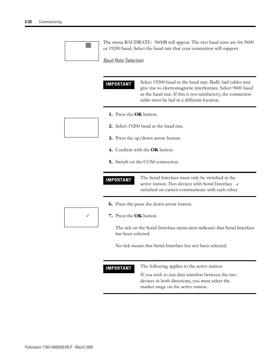 Baud rate selection | Rockwell Automation 1760-xxxx Pico GFX-70 Controllers User Manual User Manual | Page 100 / 400