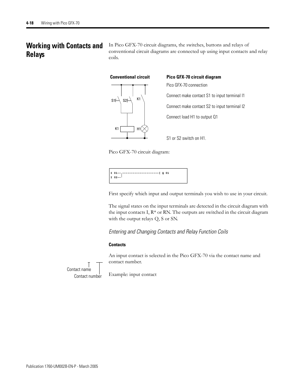 Working with contacts and relays, Working with contacts and relays -18, I 02 | Rockwell Automation 1760-xxxx Pico GFX-70 Controllers User Manual User Manual | Page 128 / 400