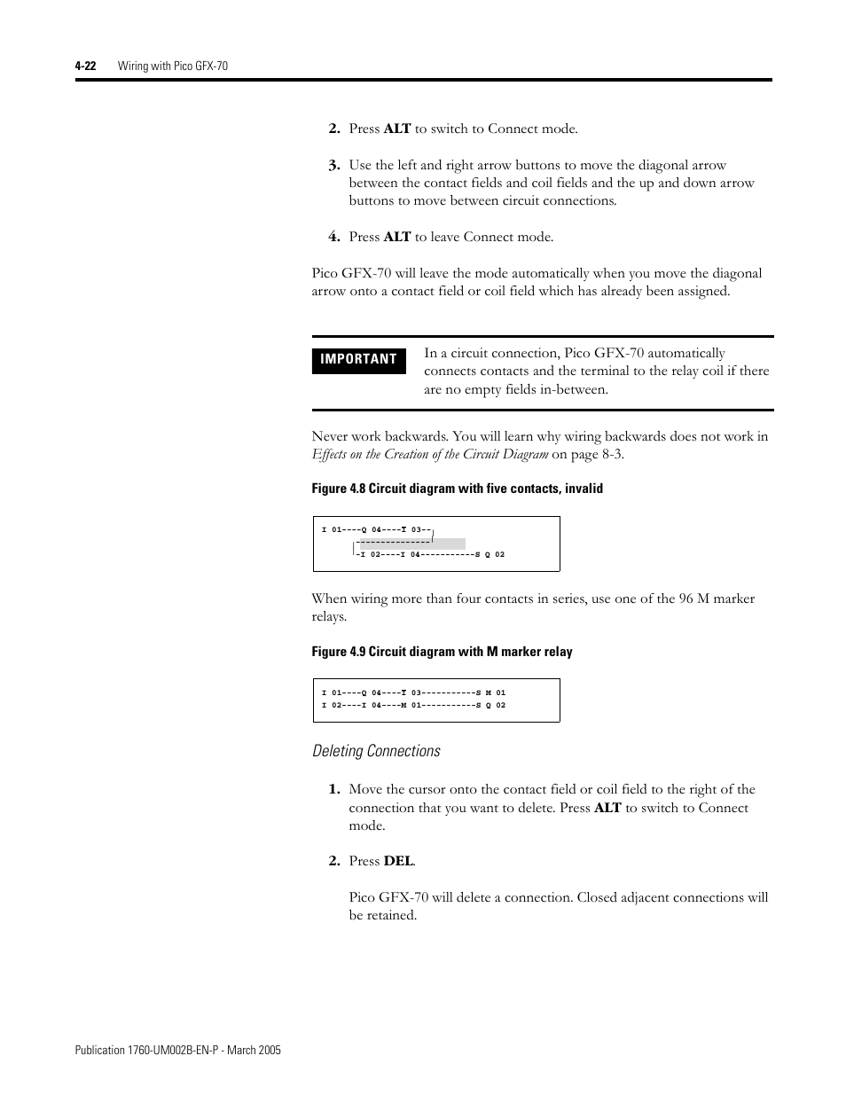 Deleting connections | Rockwell Automation 1760-xxxx Pico GFX-70 Controllers User Manual User Manual | Page 132 / 400