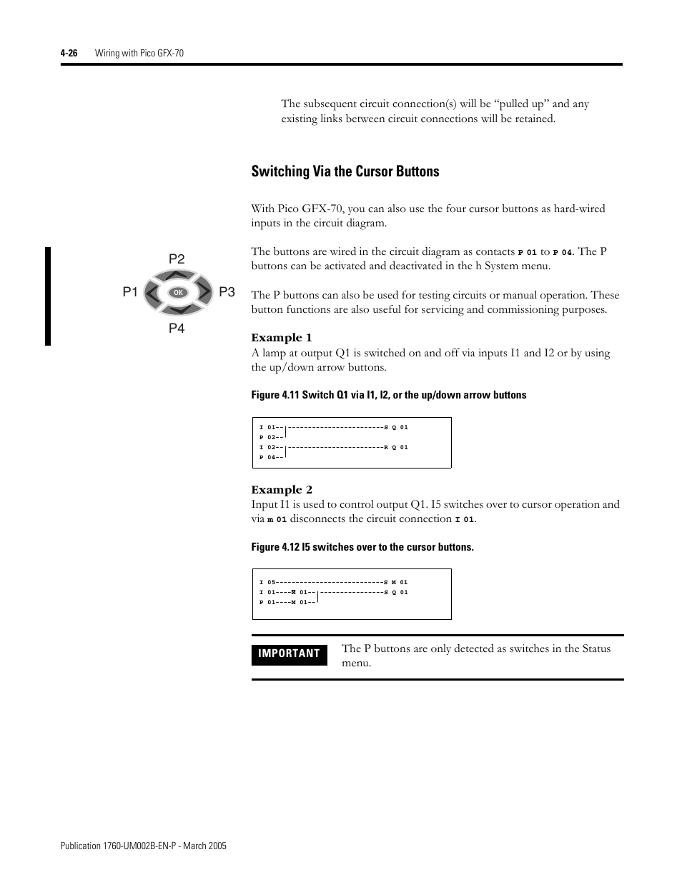 Switching via the cursor buttons -26, Switching via the cursor buttons, P2 p4 p1 p3 | Rockwell Automation 1760-xxxx Pico GFX-70 Controllers User Manual User Manual | Page 136 / 400