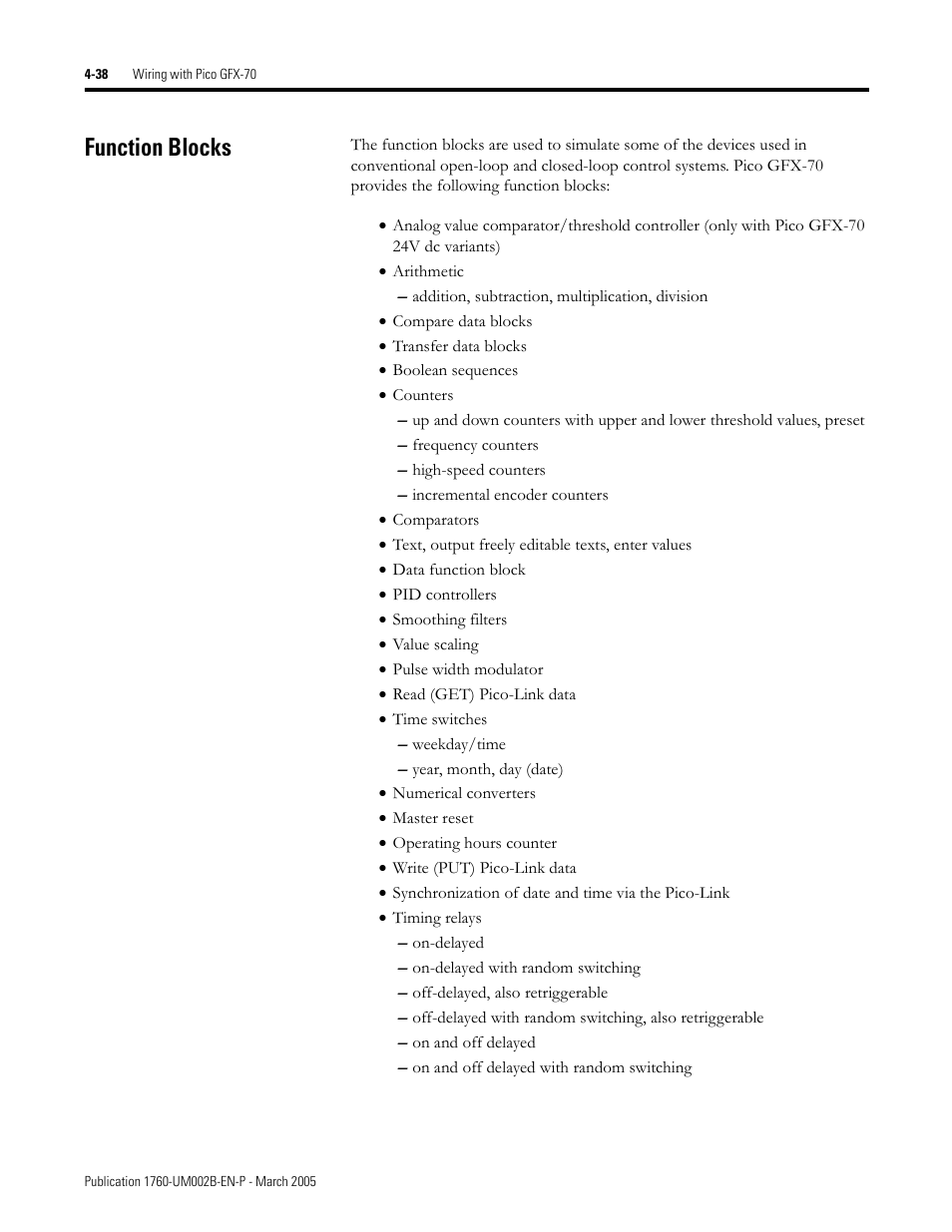 Function blocks, Function blocks -38 | Rockwell Automation 1760-xxxx Pico GFX-70 Controllers User Manual User Manual | Page 148 / 400