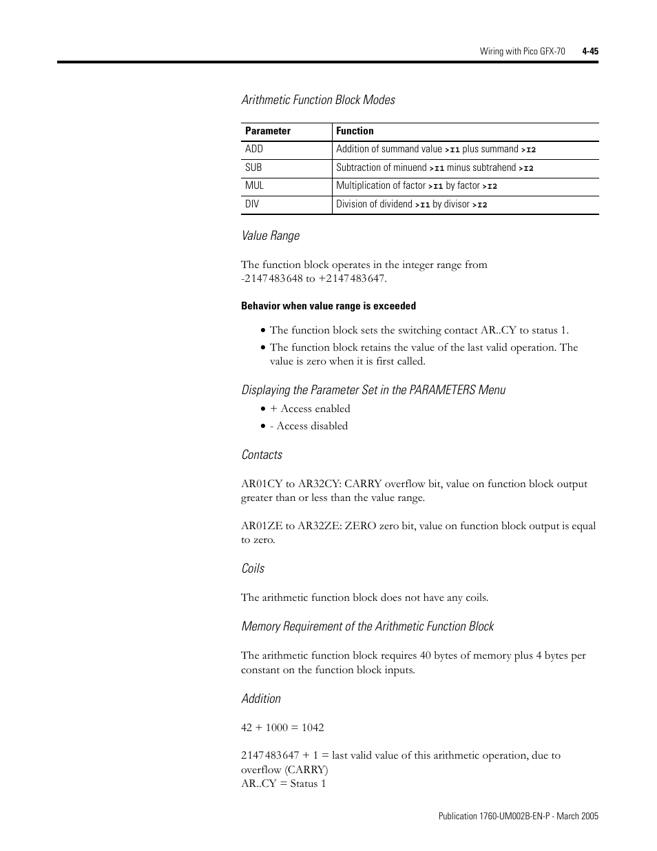 Rockwell Automation 1760-xxxx Pico GFX-70 Controllers User Manual User Manual | Page 155 / 400